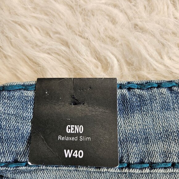 True Religion Men's Blue Geno Relaxed Slim Denim Jeans Size: 40 - Picture 10 of 10